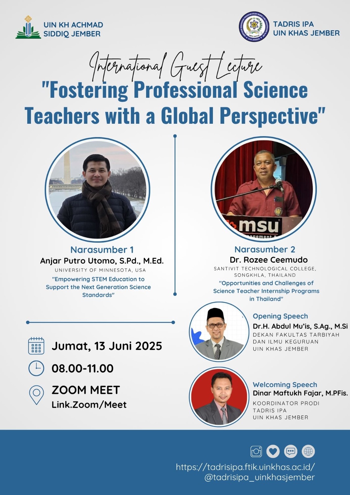 International Guest Lecture Tadris IPA UIN KHAS Jember Bahas Peluang dan Tantangan Program Magang Guru Sains di Thailand